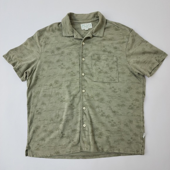 Other - American Eagle Mens Large Green Tropical Palm Tree Short Sleeve Button
